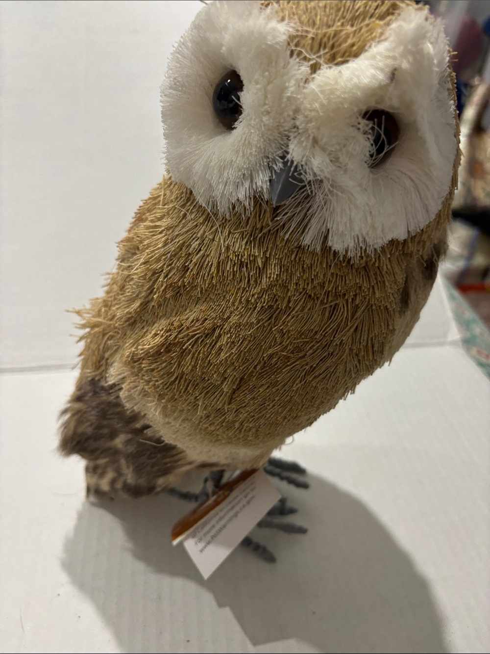Brown and White Decorative Owl Figurine for Birds Pet Display
